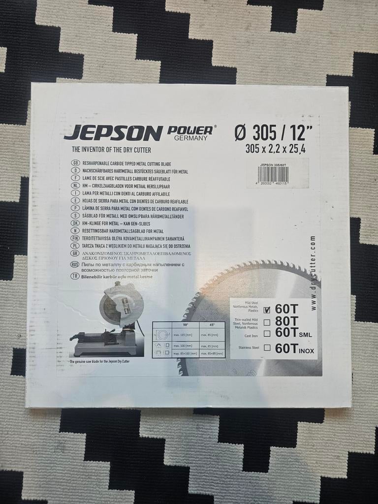 Jepson HM zaagblad - staal - Ø305x2.2x25.4 mm, 60T Nieuw, Doe-het-zelf en Bouw, Alarmsystemen, Ophalen of Verzenden
