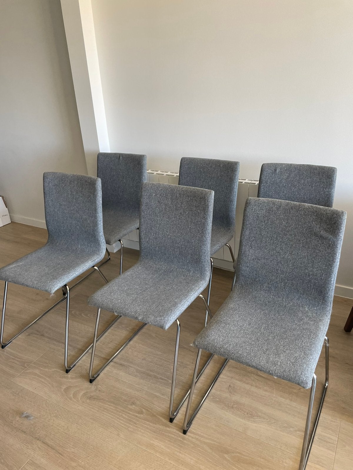 6 grijze eetkamer stoelen (ikea volfgang), Huis en Inrichting, Ophalen, Gebruikt, Vijf, Zes of meer stoelen, Stof