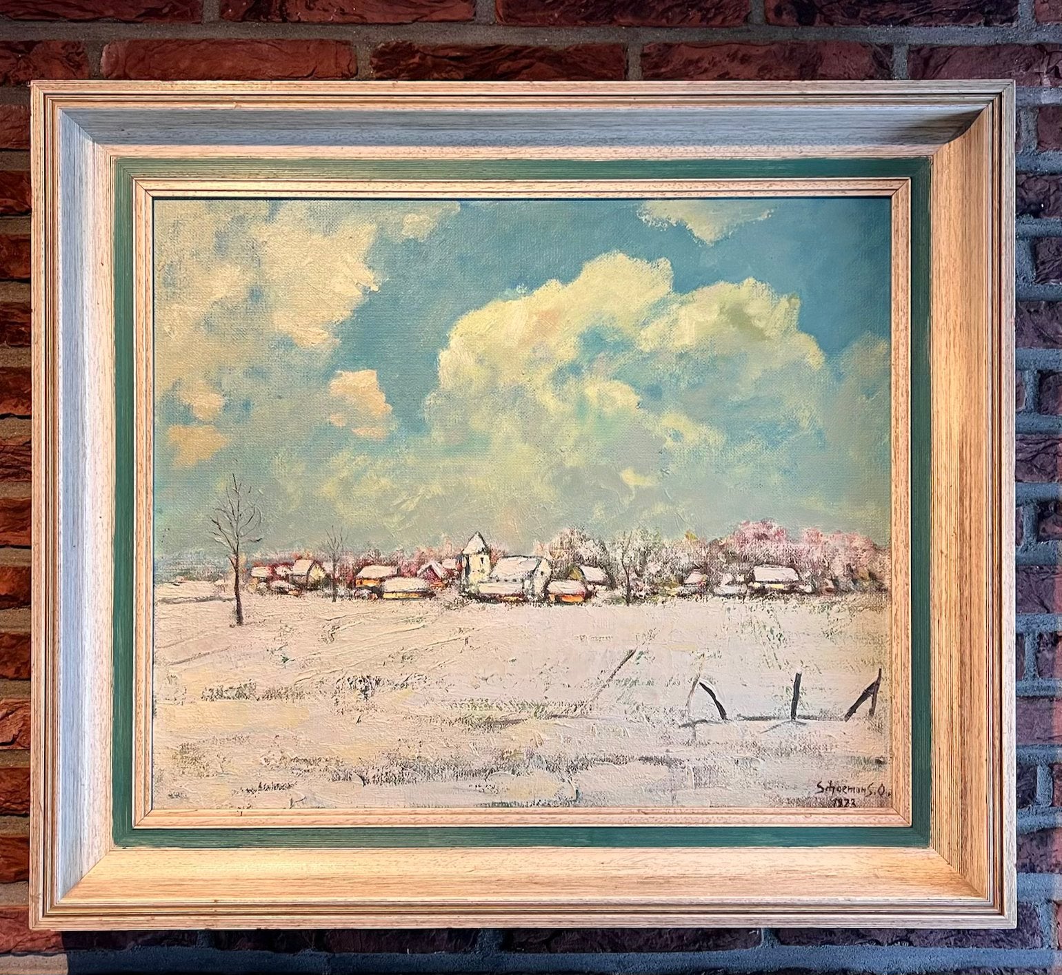 Octaaf Schoemans (1973) – Groot olieverf  Winterlandschap, Antiek en Kunst, Ophalen, Gedateerd, Doek, Landschap