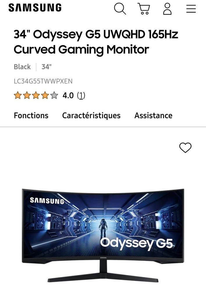 Écran 34p comme neuf Samsung, Computers en Software, Monitoren, Ophalen
