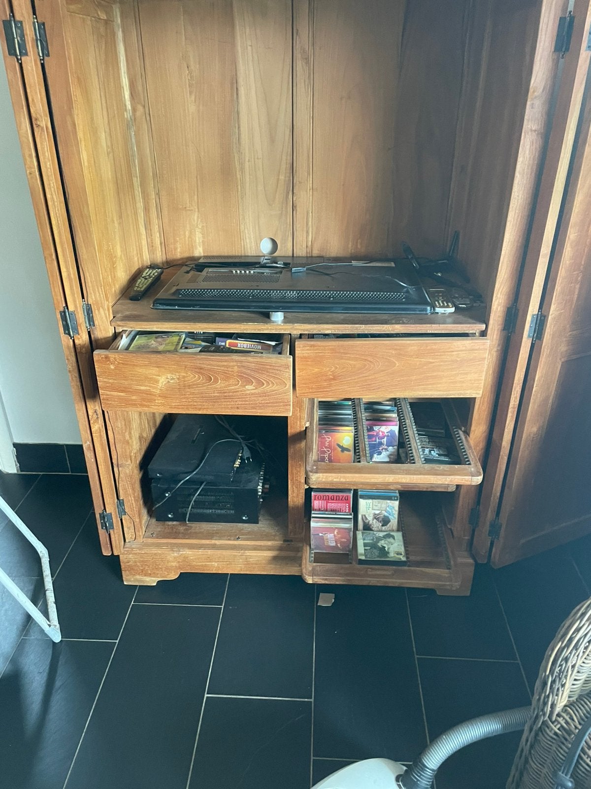 Mooie teakhouten tv kast, Ophalen, Gebruikt, 100 tot 150 cm, Teakhout