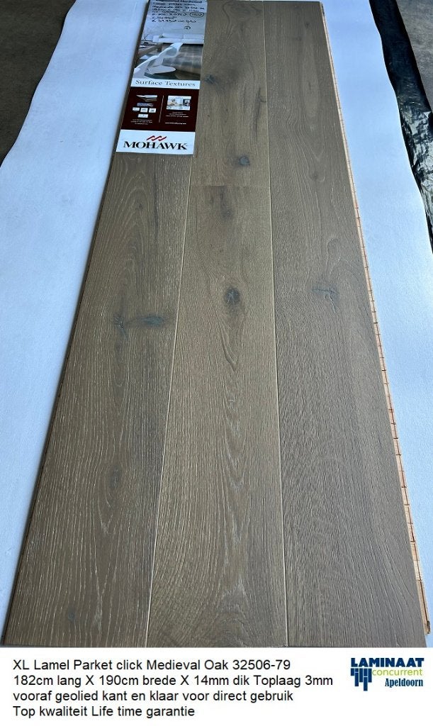 113m2 Lamel Parket Medieval Oak Bruin 14mm dik 55pak= €3500, Neuf, Enlèvement ou Envoi, Parquet, Brun