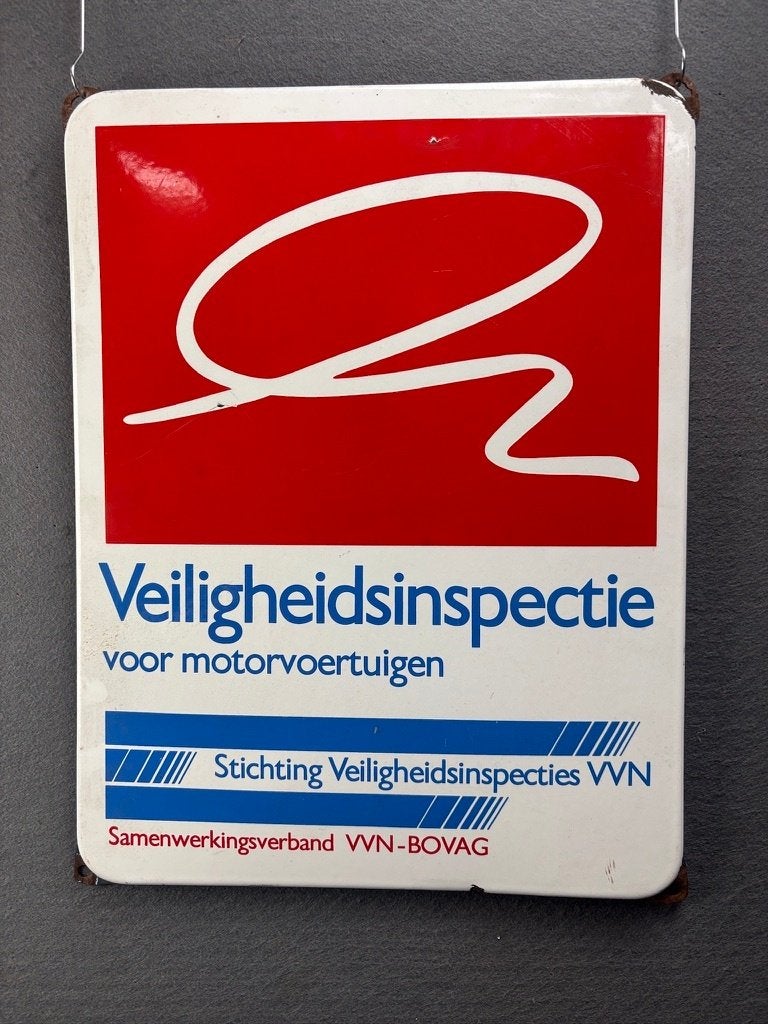 Veiligheidsinspectie VVN BOVAG Emaille reclamebord, Verzamelen, Ophalen of Verzenden, Reclamebord