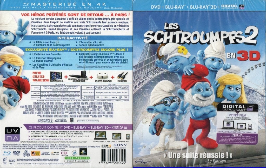 les schtroumpfs 2 (blu-ray 3D + blu-ray) neuf, CD & DVD, Blu-ray, Neuf, dans son emballage, Science-Fiction et Fantasy, 3D, Enlèvement ou Envoi
