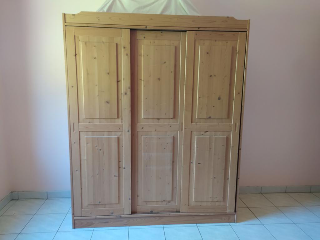 Garde-robe 3 portes coulissantes pin massif, Maison & Meubles, Enlèvement, Pin