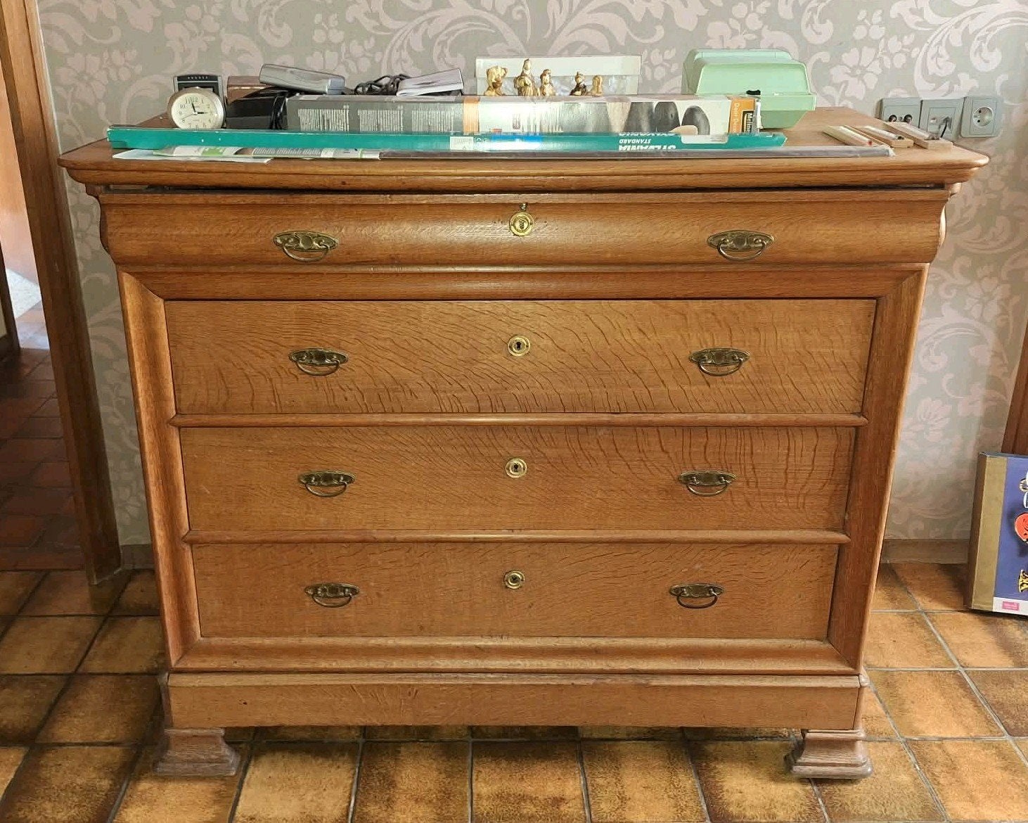 Grand meuble tiroir, Ancien, 100 à 150 cm, Enlèvement, Utilisé