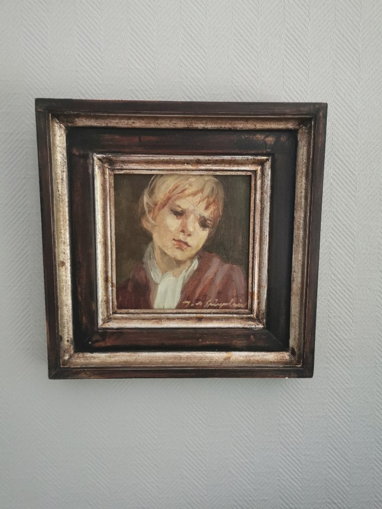 Schilderij, Antiquités & Art, Portrait ou Personnes, Peinture à l'huile, Panneau, Enlèvement