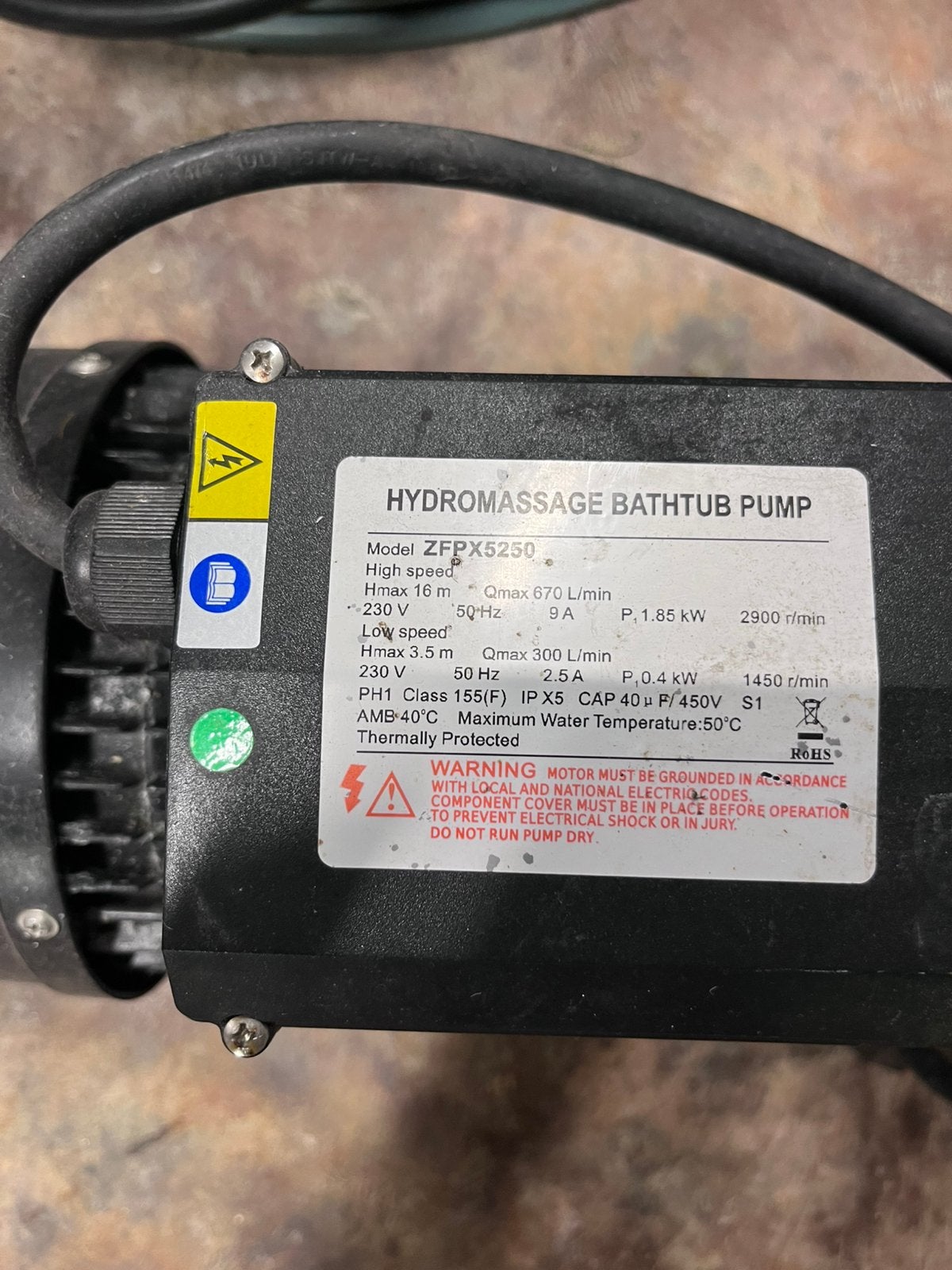 Motor hydromassage bathtub pump, Enlèvement, Utilisé, Pompe