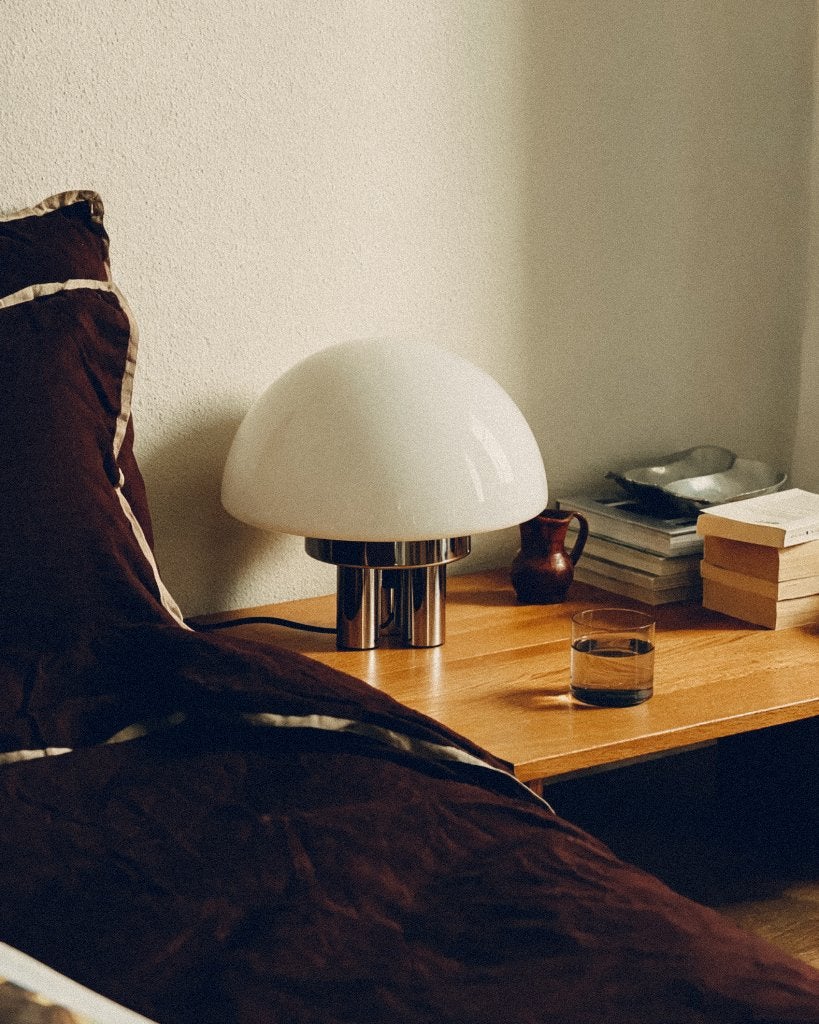Lampe de table vintage style 70s, Maison & Meubles, Vintage, Enlèvement ou Envoi, Verre, Comme neuf