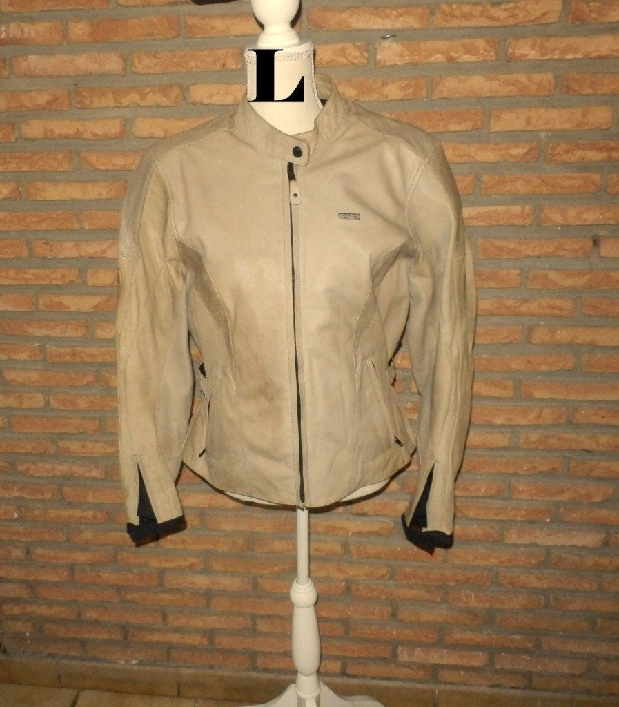 (1) - blouson moto femme t.L beige - richa -, Seconde main, Enlèvement ou Envoi, Femmes, Manteau | cuir