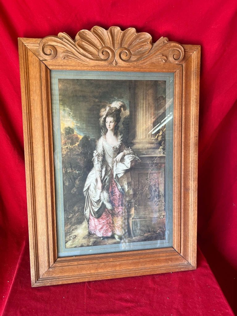 Cadre en bois avec une image de femme., Antiquités & Art, Enlèvement ou Envoi