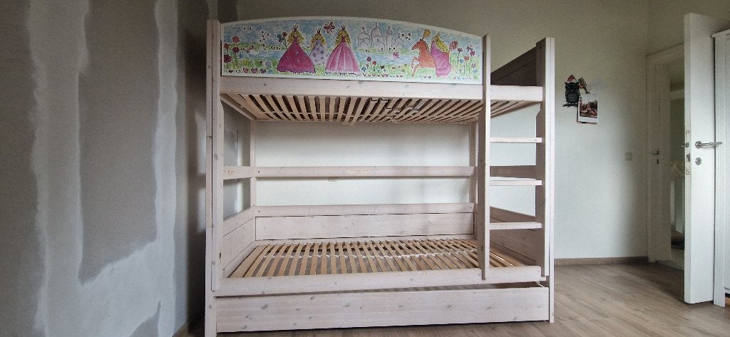 Stapelbed 2-3 personen en opbergruimte, Enfants & Bébés, Chambre d'enfant | Lits superposés & Lits mezzanines, Utilisé, Lits superposés