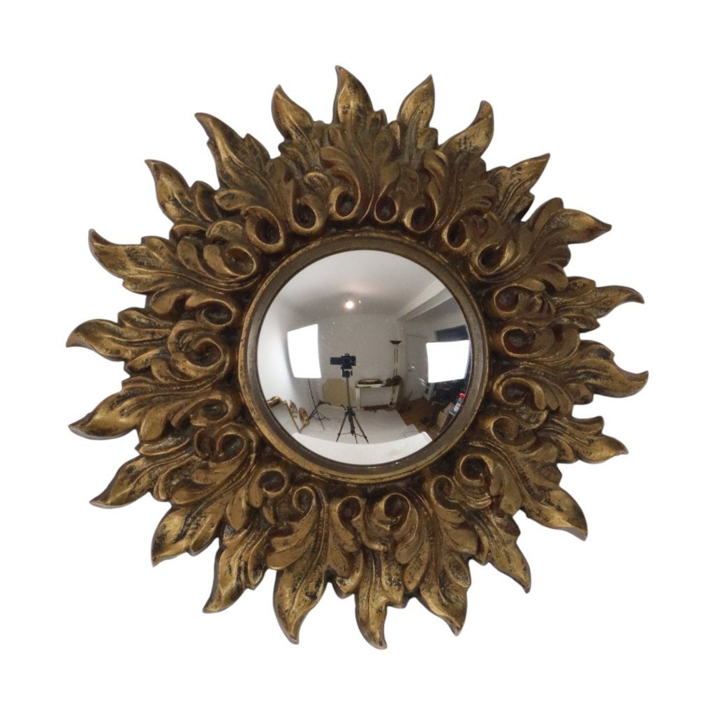Kleine Italiaanse Zonnespiegel Sunburst Rococo Stijl 24cm, Huis en Inrichting, Woonaccessoires | Spiegels, Minder dan 50 cm, Gebruikt