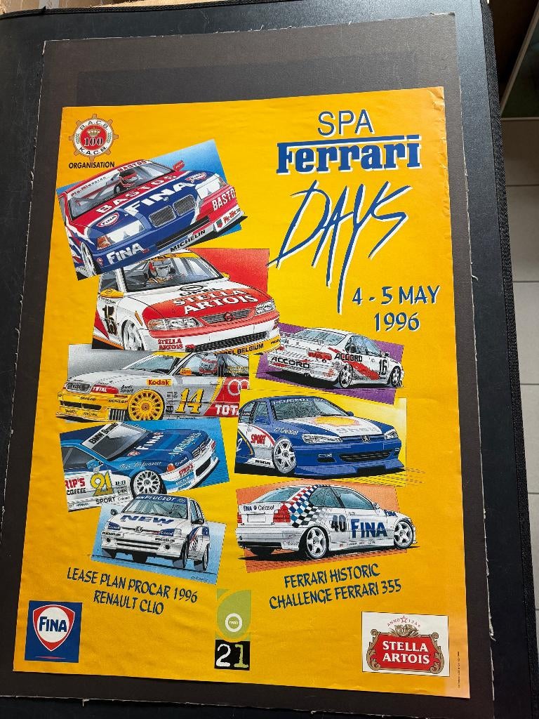 poster 1996 SPA Ferrari days + Procar race, Verzamelen, Ophalen of Verzenden, Auto's