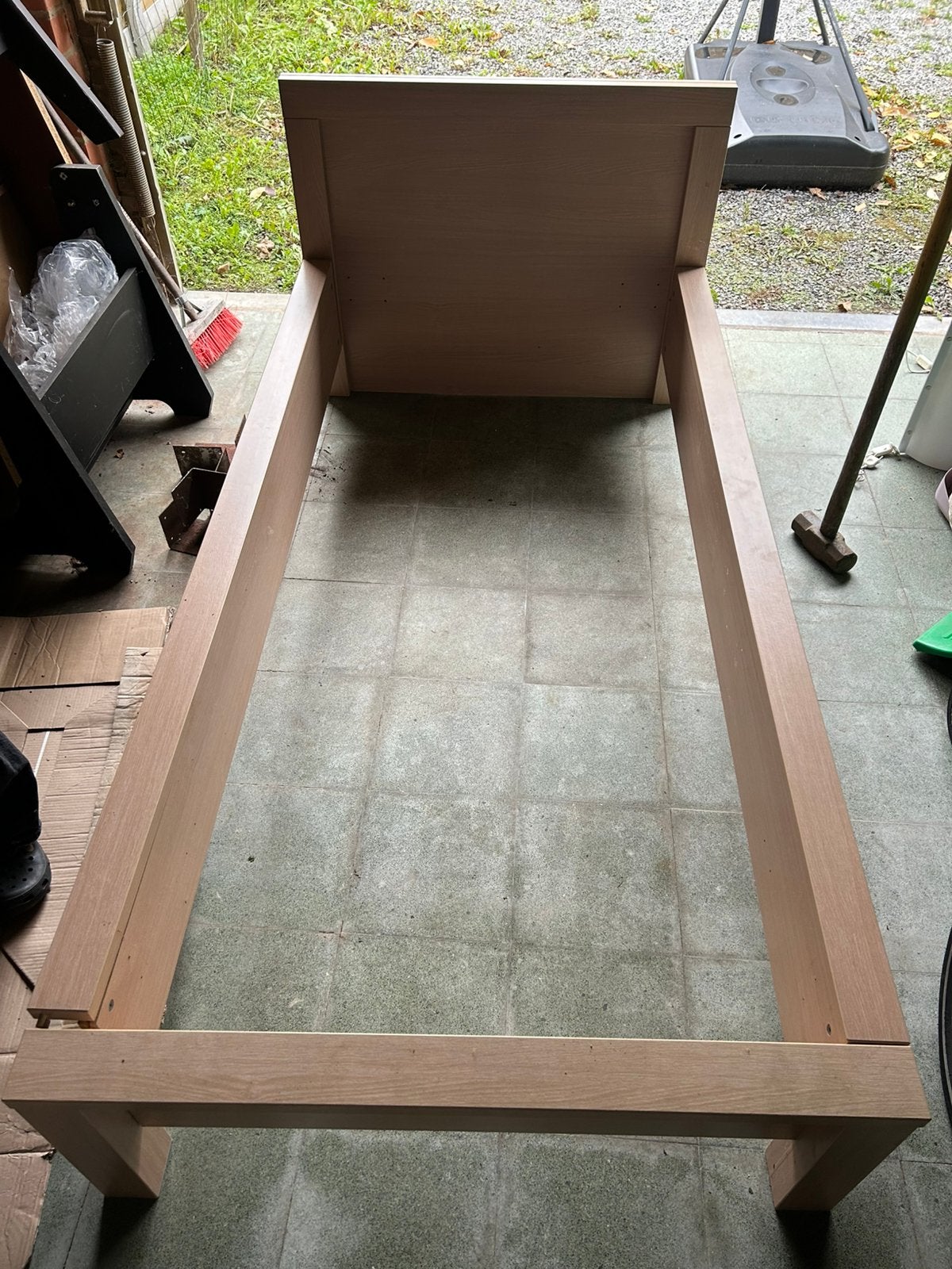 Bedframe + latoflex af te halen (gratis), Enlèvement, Utilisé, Une personne, Brun