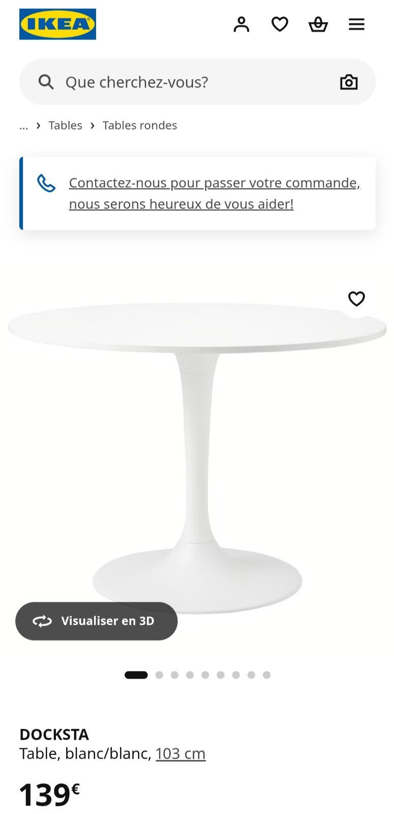 Ikea Table Docksta, 103 cm, Maison & Meubles, Tables | Tables mange-debout, Enlèvement