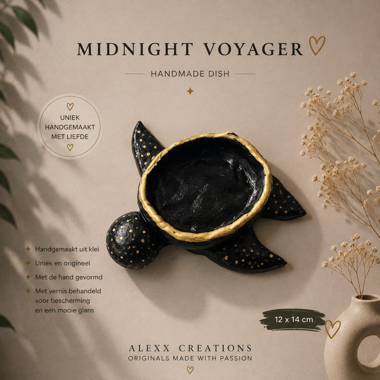 Midnight Voyager | Handgemaakt schildpadschaaltje, Antiek en Kunst, Ophalen of Verzenden
