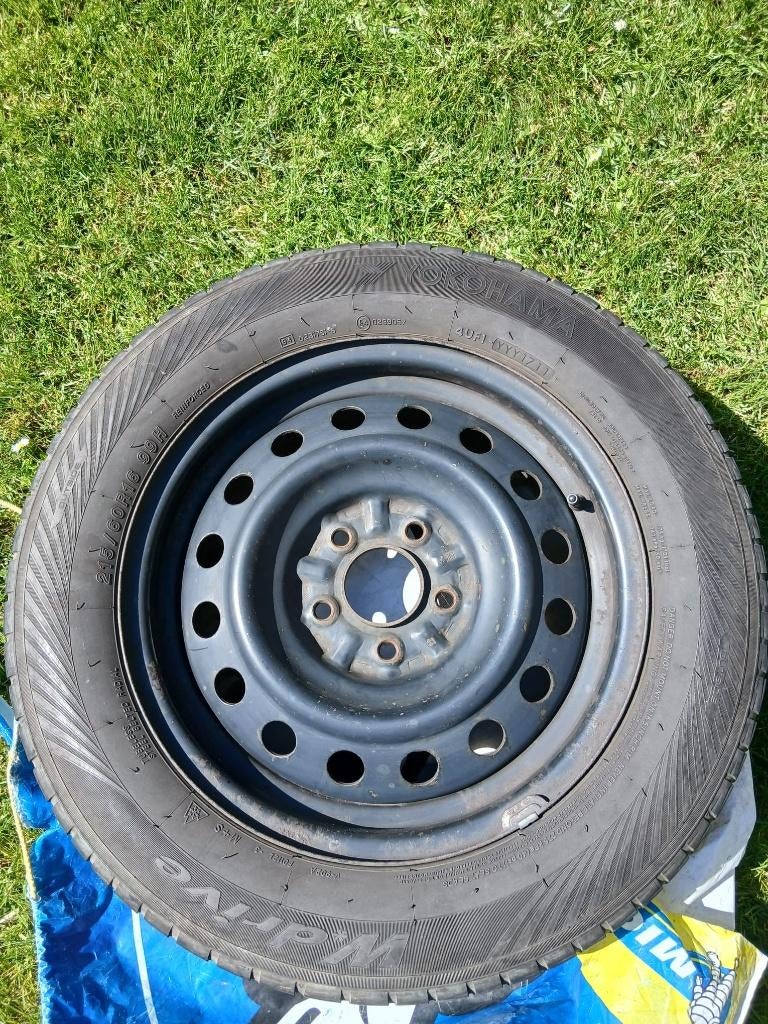 Stalen velgen met winterbanden  +4 reserve, Ophalen, Velg(en), 16 inch, Winterbanden