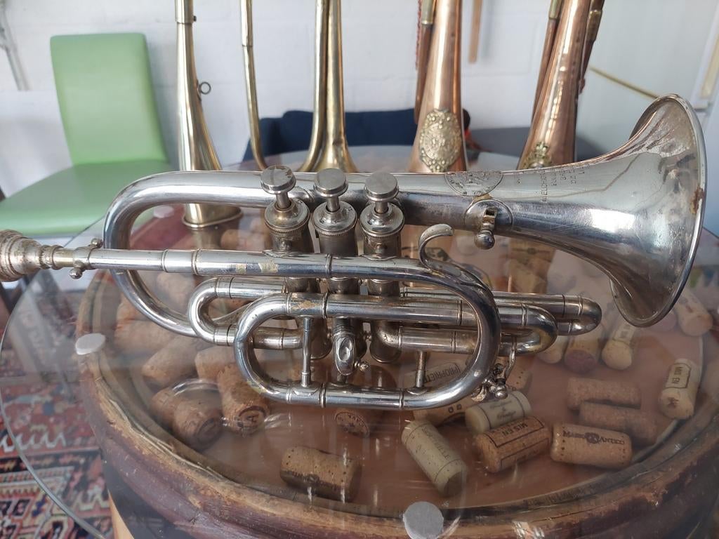 Koperen hoorns +trompet, Muziek en Instrumenten, Blaasinstrumenten | Trompetten, Ophalen