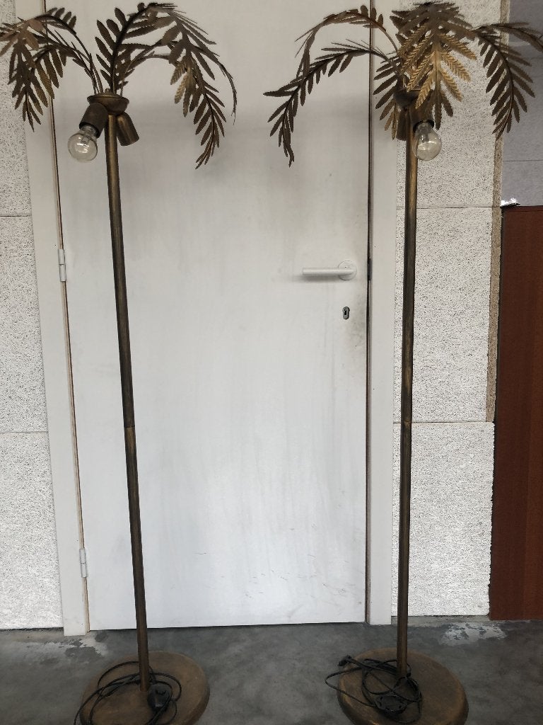 2 gouden palmboomlamp, Huis en Inrichting, Lampen | Vloerlampen, Ophalen, Vintage/retro, Overige fittingen, Zo goed als nieuw