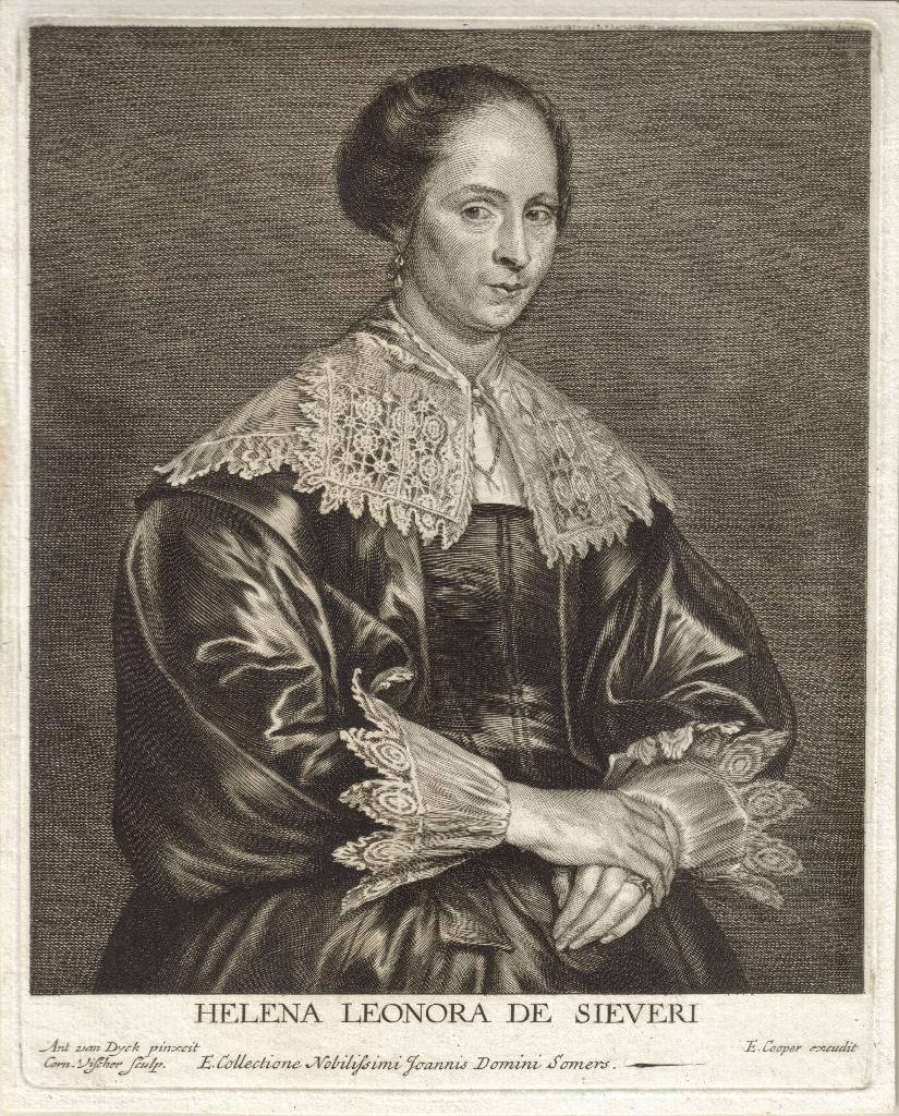 Cornelis Visscher n. v Dyck gravure "Helena Leonora Sieveri", Antiek en Kunst, Ophalen, Portret, Gravure, Origineel