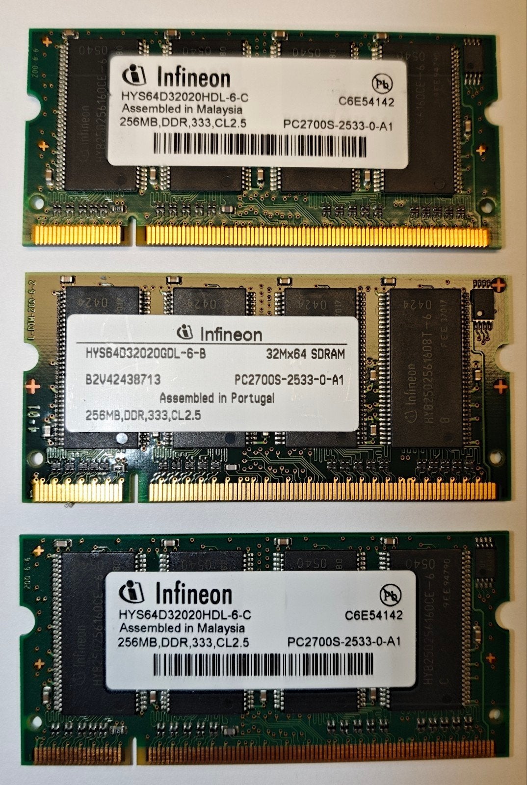 3x 256MB DDR geheugen, Informatique & Logiciels, Mémoire RAM, Enlèvement ou Envoi, DDR