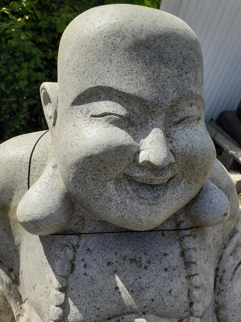 solde GRAND HAPPY BOUDDHA EN PIERRE BLEUE (Hauteur 80 cm ), Jardin & Terrasse, Enlèvement, Comme neuf, Pierre, Bouddha