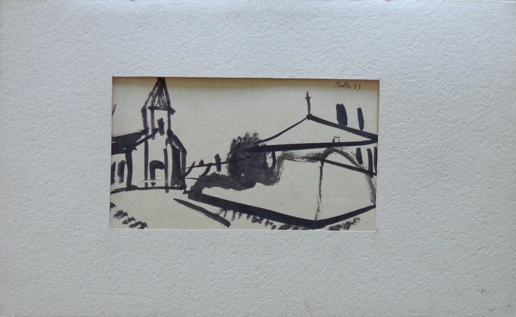 FLORIS JESPERS / DORPSZICHT / ORIGINEEL WERK / 16x26cm / SIG, Antiek en Kunst, Ophalen of Verzenden, Gesigneerd