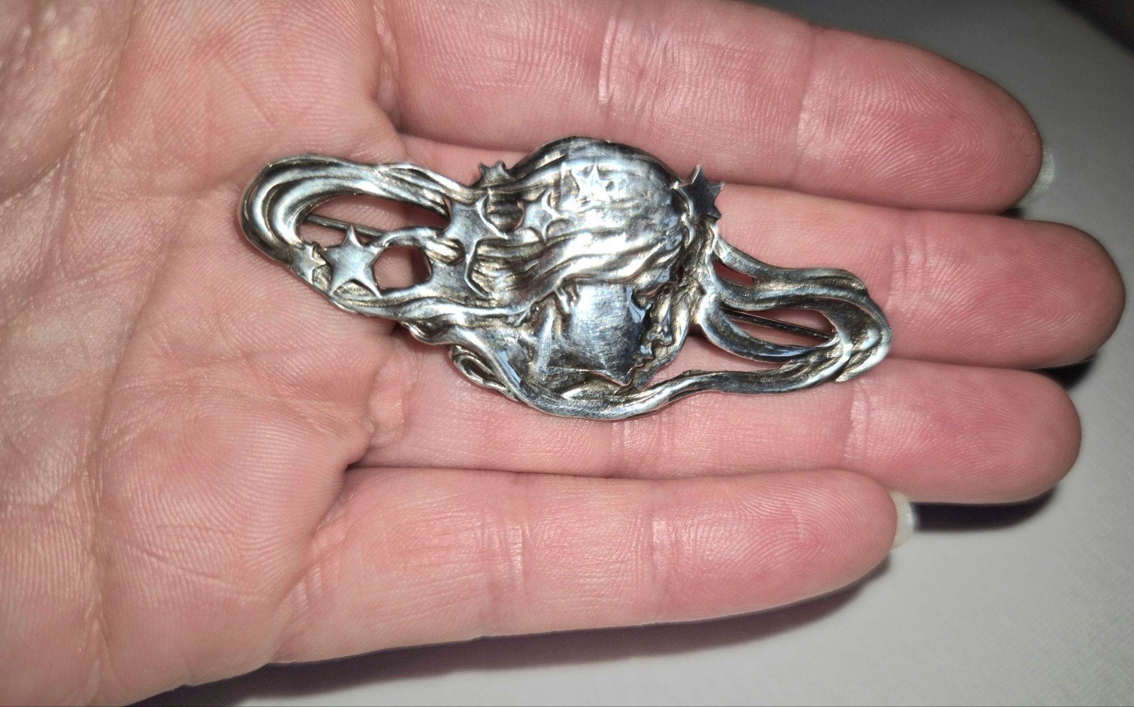 Broche art nouveau en argent, Enlèvement ou Envoi, Argent, Argent