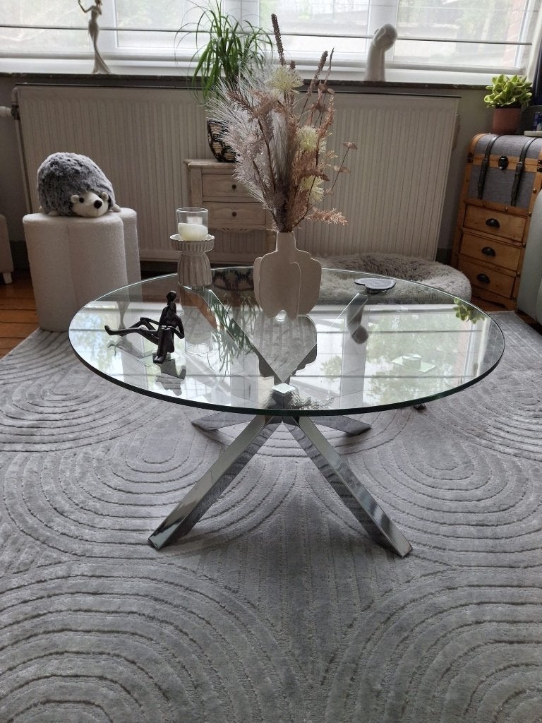 Petite table de salon, Verre, Rond, Comme neuf, Enlèvement