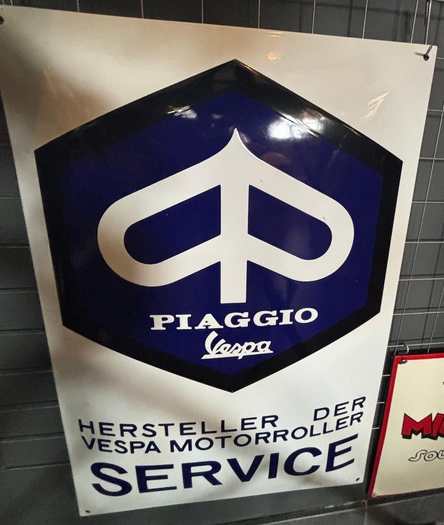 emaille reclamebord piaggio, Verzamelen, Ophalen of Verzenden, Nieuw, Reclamebord