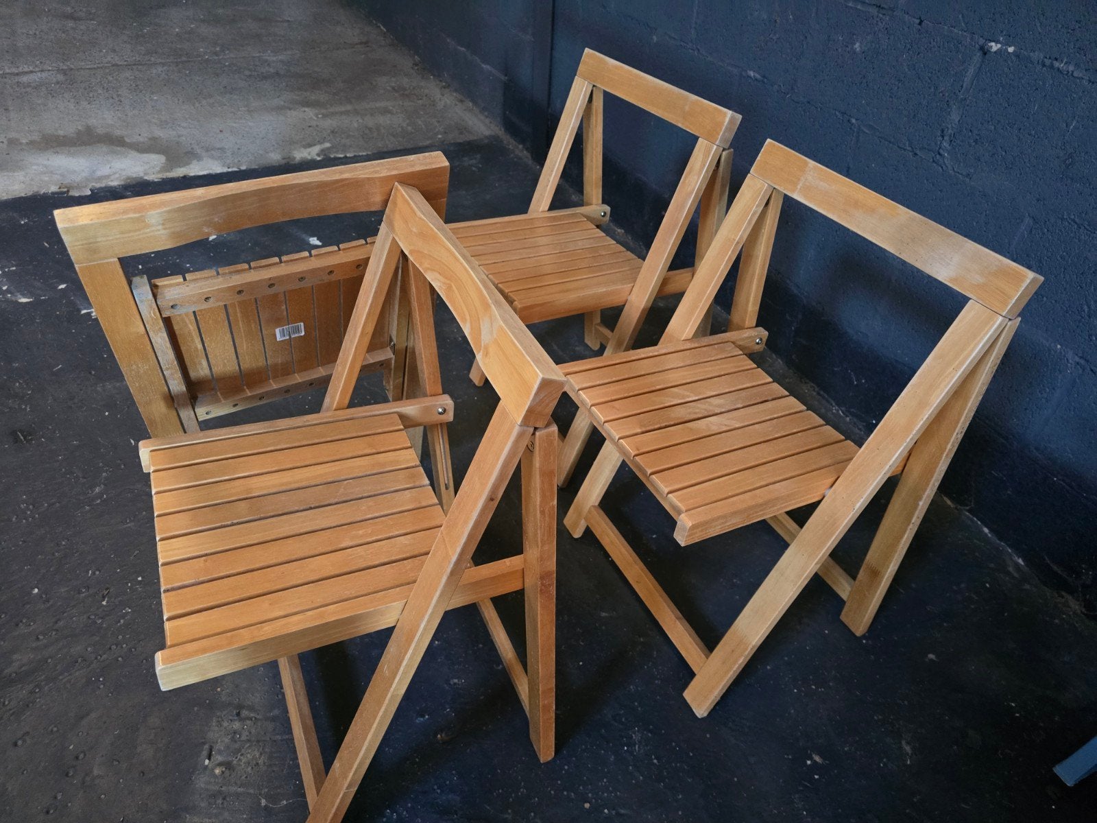 Set van 4 opvouwbare houten stoelen, Tuin en Terras, Hout