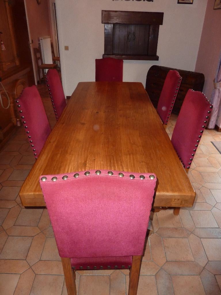 MASSIEF EIKENHOUTEN TAFEL 200€, Eikenhout, 200 cm of meer, Zo goed als nieuw, Vijf personen of meer