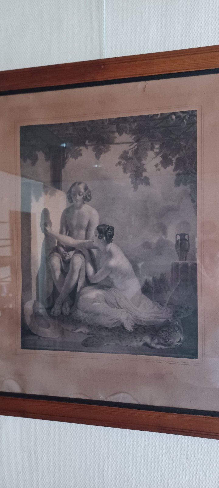 ingelijste prent. corinthische maagd, Antiek en Kunst, Ophalen, Prent