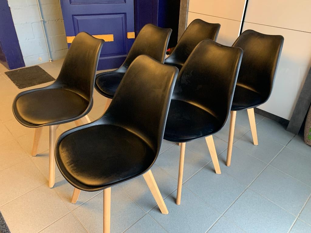 lot de 6 chaises contemporaines - style scandinave - noires, Contemporain - scandinave, Comme neuf, Enlèvement, Cinq, Six Chaises ou plus