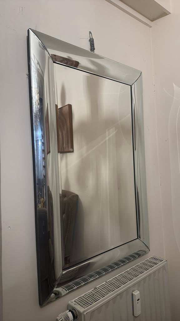 Grand miroir argenté, Maison & Meubles, Enlèvement, Comme neuf