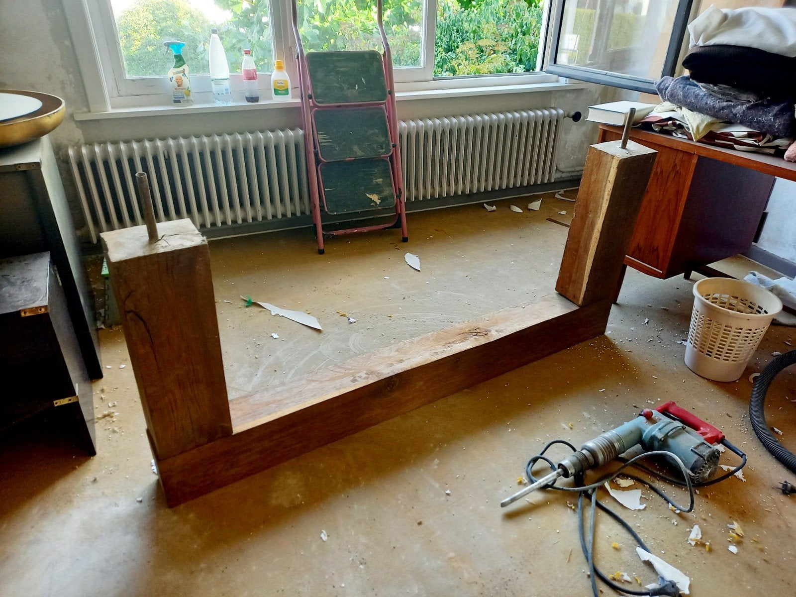 Eiken balk (massief), Tuin en Terras, Palen, Balken en Planken, Ophalen, Zo goed als nieuw, Hardhout, Minder dan 180 cm