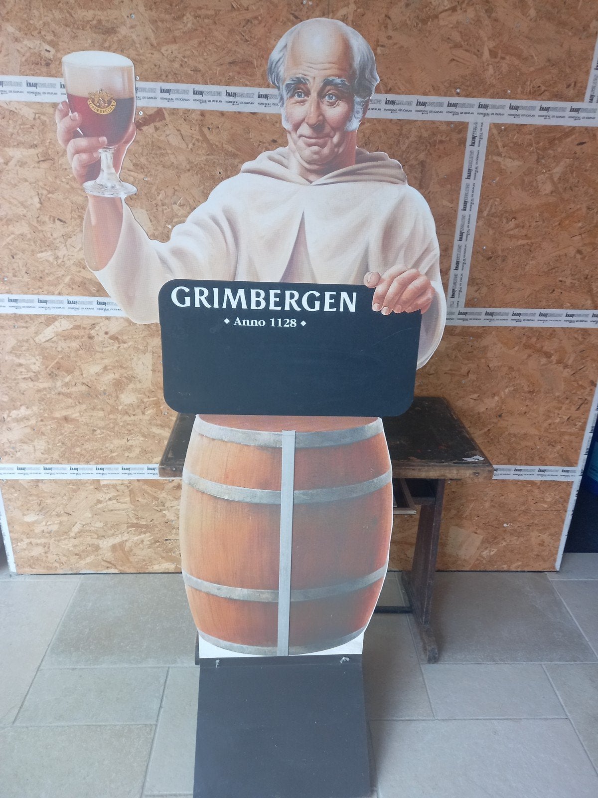 levensgroot pvc reclamebord Grimbergen, Verzamelen, Ophalen, Gebruikt, Reclamebord, Plaat of Schild