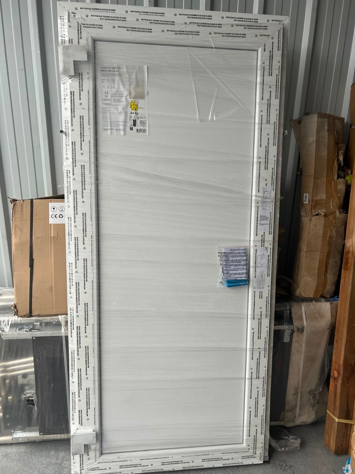 Porte de service pleine PVC 90 x 205 cm – Poussant droit – N, Enlèvement