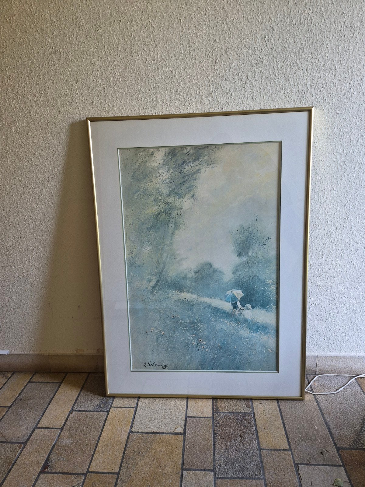 reproductie van Adolf Sehring: spring showers, Antiek en Kunst, Ophalen