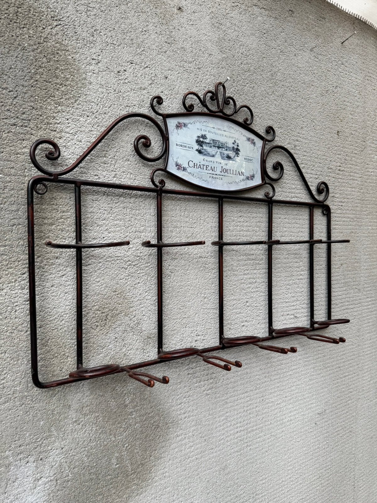 Brocante smeedijzer Chateau Bordeaux wand-wijnrek, Ophalen of Verzenden, Zo goed als nieuw