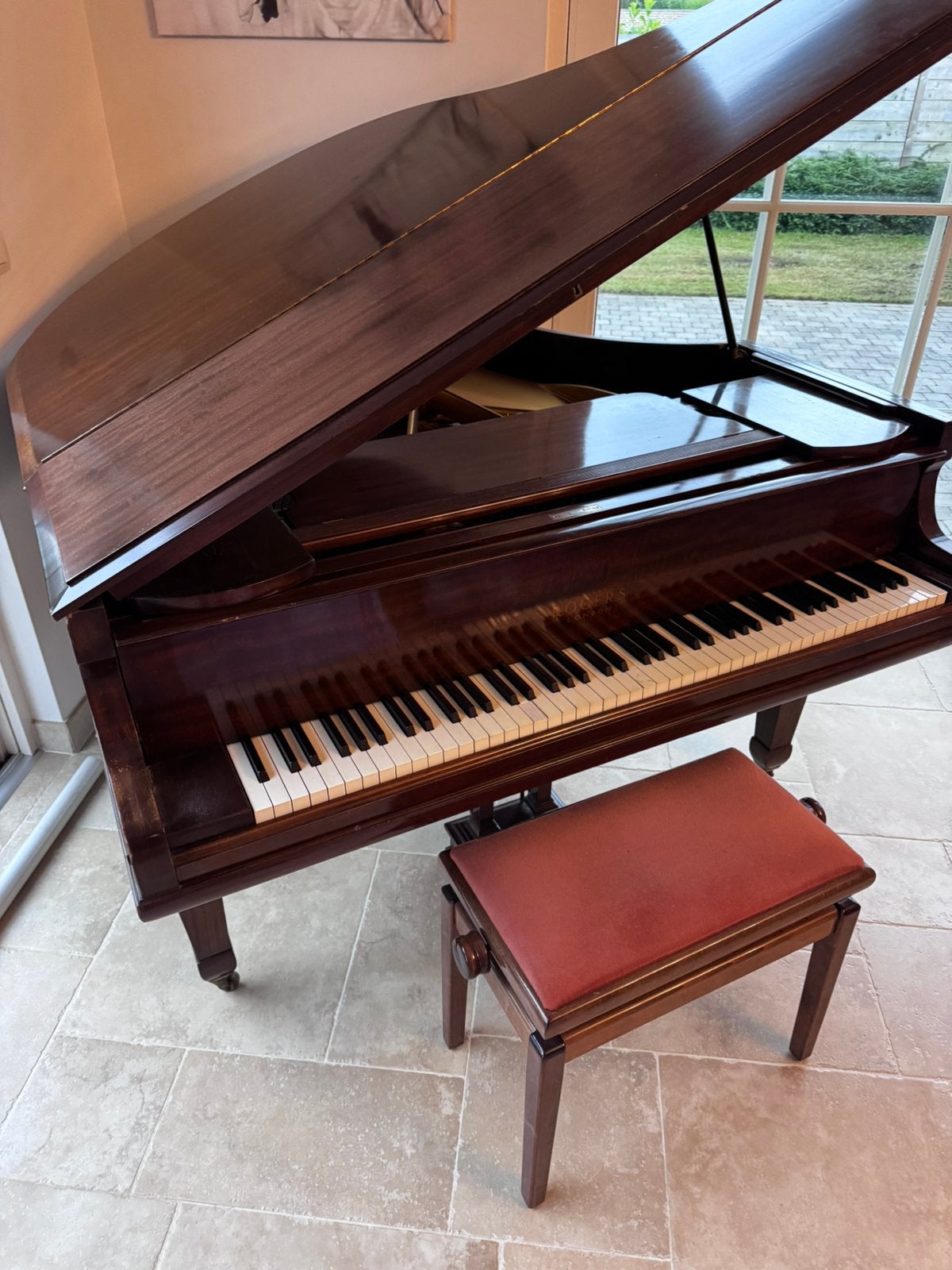 Vleugelpiano, Muziek en Instrumenten, Piano's, Ophalen, Gebruikt, Bruin, Hoogglans