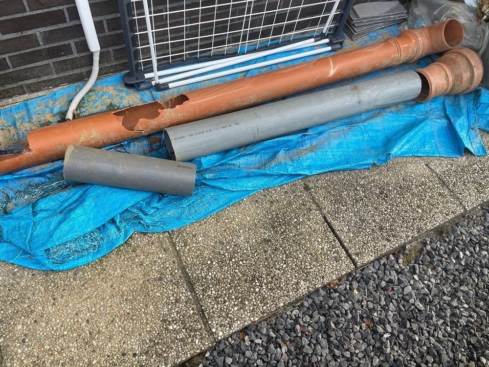 Buizen + tussenstukken (zie foto's), Ophalen, Gebruikt, PVC