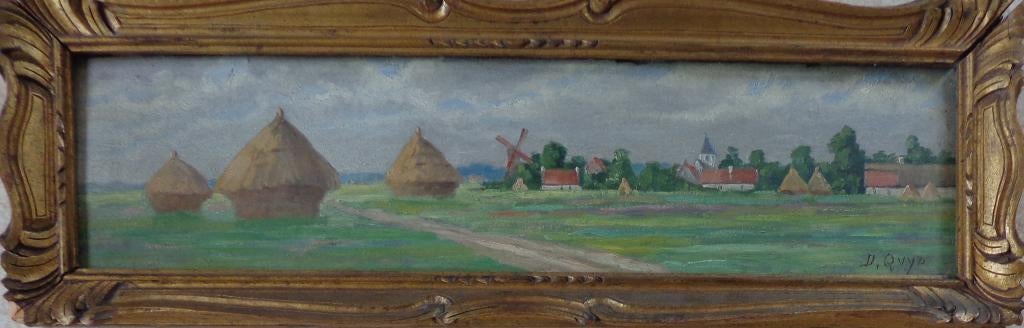 D. QUYO / VUE PRISE A AUVERGEM / OLIEVERF / 21x65cm / KADER, Enlèvement ou Envoi