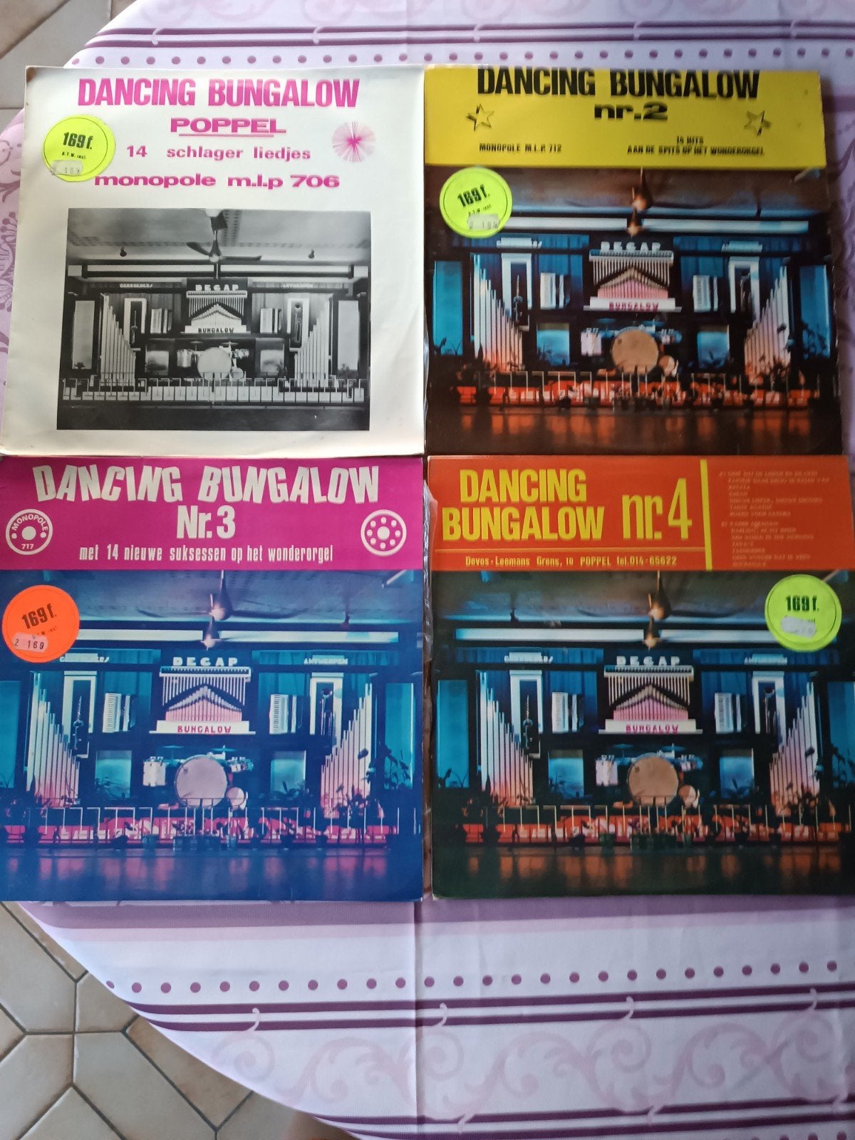 4 vinyls,lp 33 Dancing bungalow,op het wonderorgel., Ophalen, LP