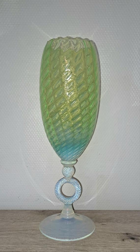 Vintage grote Empoli Stelvia opalescente glazen vaas, Ophalen of Verzenden