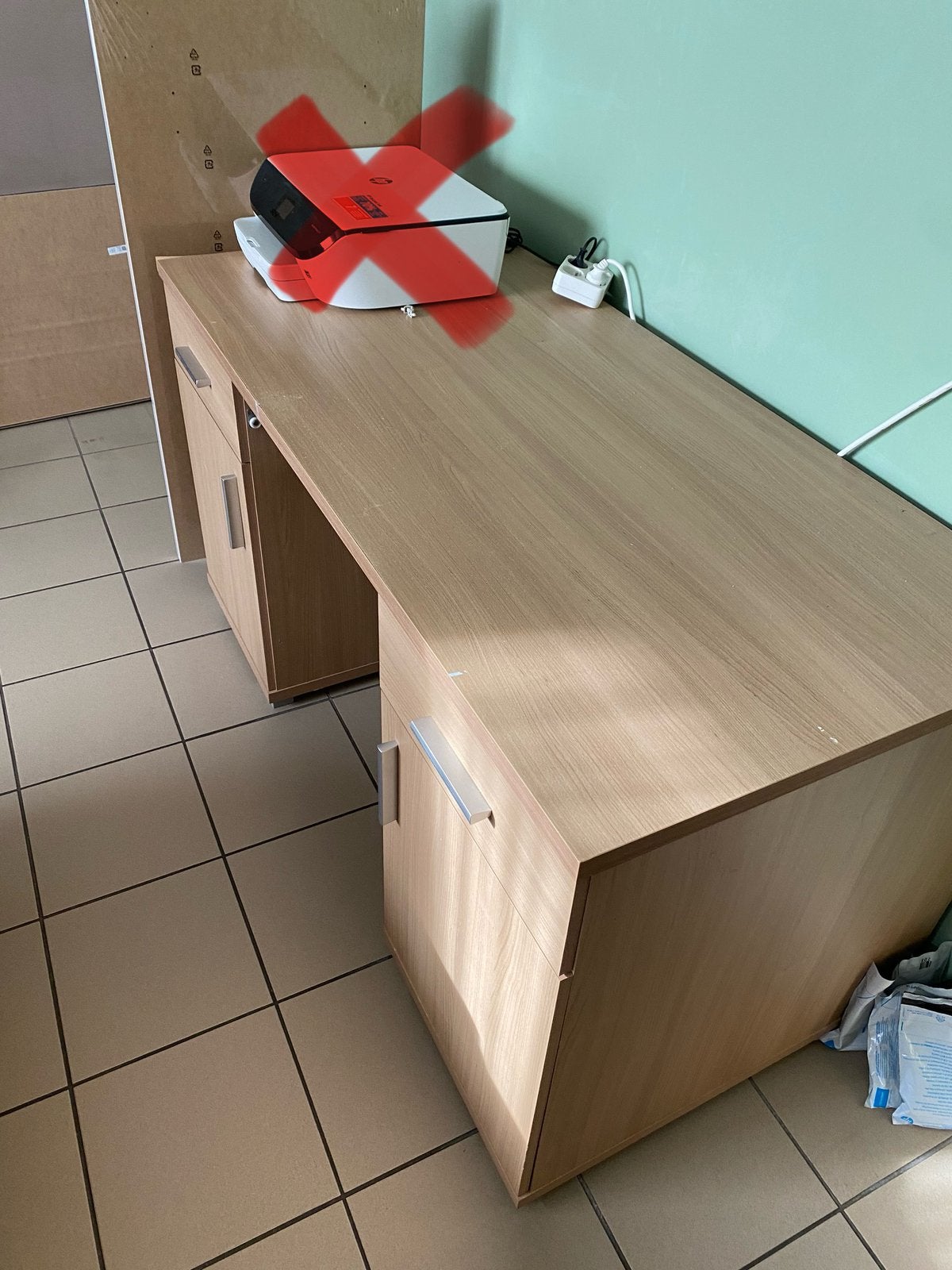 Houte bureau, Ophalen, Demontabel, Gebruikt, 150 cm