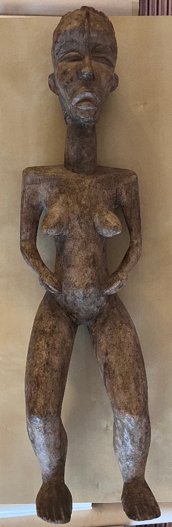 Antiek Afrikaans houten beeld tribale kunst sculptuur 85x22, Ophalen, 50 - 100 cm, Hout, Bruin