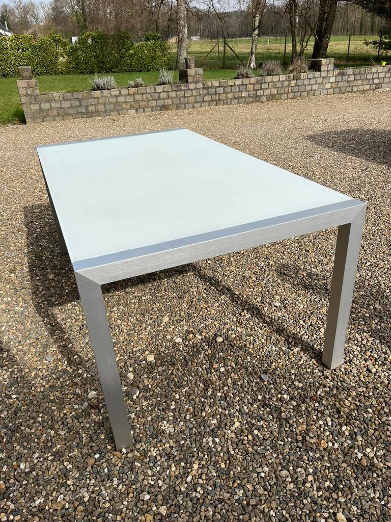 Table en verre mat, Maison & Meubles, 150 à 200 cm, Cinq personnes ou plus, Enlèvement, Utilisé