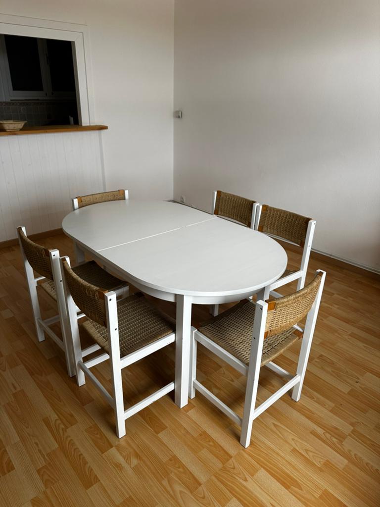 Tafel met 6 stoelen, Huis en Inrichting, Ophalen, Gebruikt, 50 tot 100 cm, Vijf personen of meer